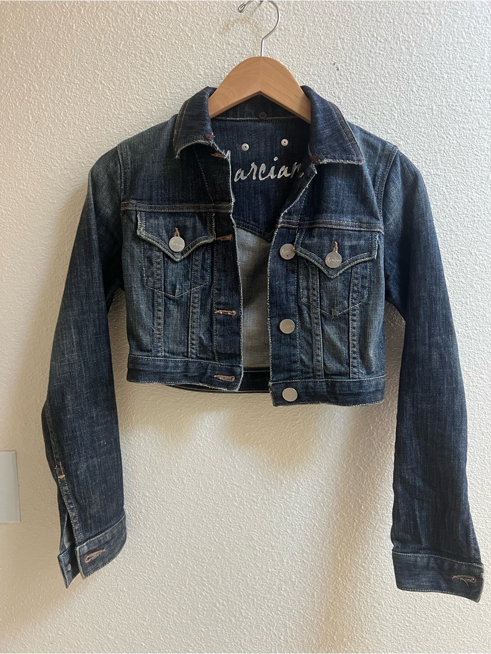 Cropped Dark Wash Denim Jacket